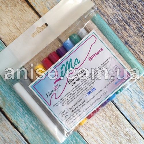 Полимерная глина Lema Glitters Набор 12 цветов / Полімерна глина Lema Glitters Набір 12 кольорів 1048 фото