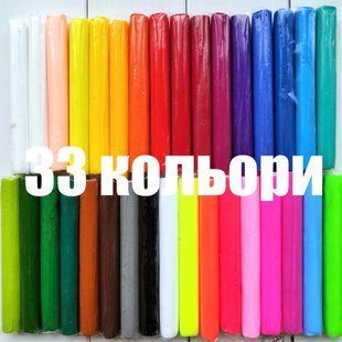 Полімерна глина термопластилін Пластішка Набір 33 кольори Пластика Набір 33 кольори 1044-1 фото