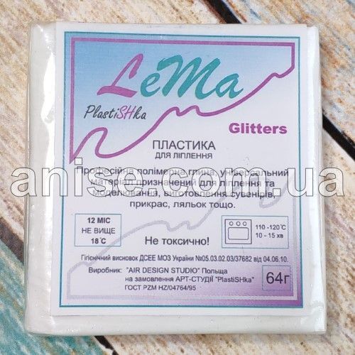 Полимерная глина Lema Glitters, №0401 белый, 64 г / Полімерна глина Lema Glitters, №0401 білий 64 г 0401 фото