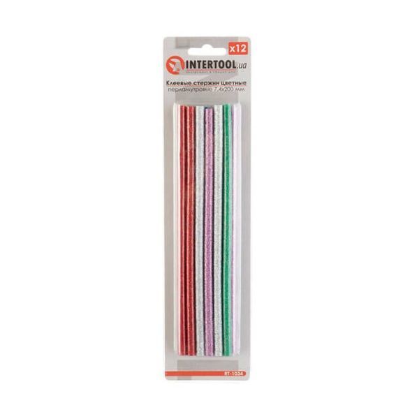 Комплект кольорових перламутрових клейових стрижнів 7,4 мм * 200 мм, 12 шт 1034 фото