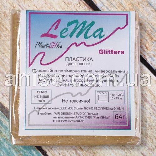 Полимерная глина Lema Glitters, №0403 золото, 64 г / Полімерна глина Lema Glitters, №0403 золото 64 г 0403 фото